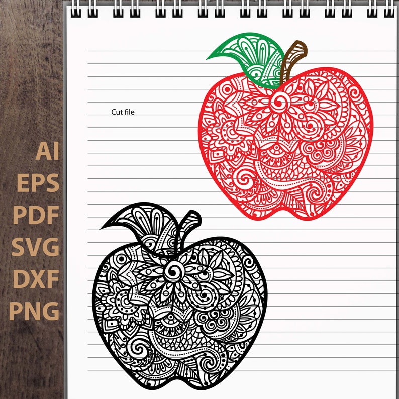 Download Apple zentangle mandala flower fruit Digital download svg ...