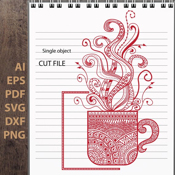 Download Zentangle Coffee Cup Mug Mandala Flower Digital Download Svg Etsy