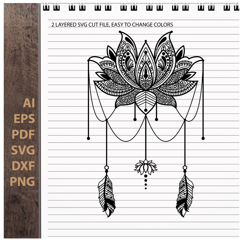 Download Zentangle Lotus Dream catcher 2 layered Flowers Mandala | Etsy