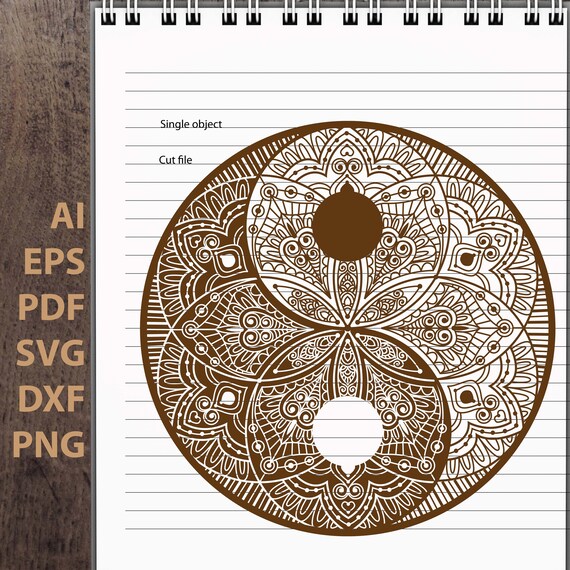 Download Zentangle Yin Yang Mandala Flower Digital Download Svg Eps Ai Etsy