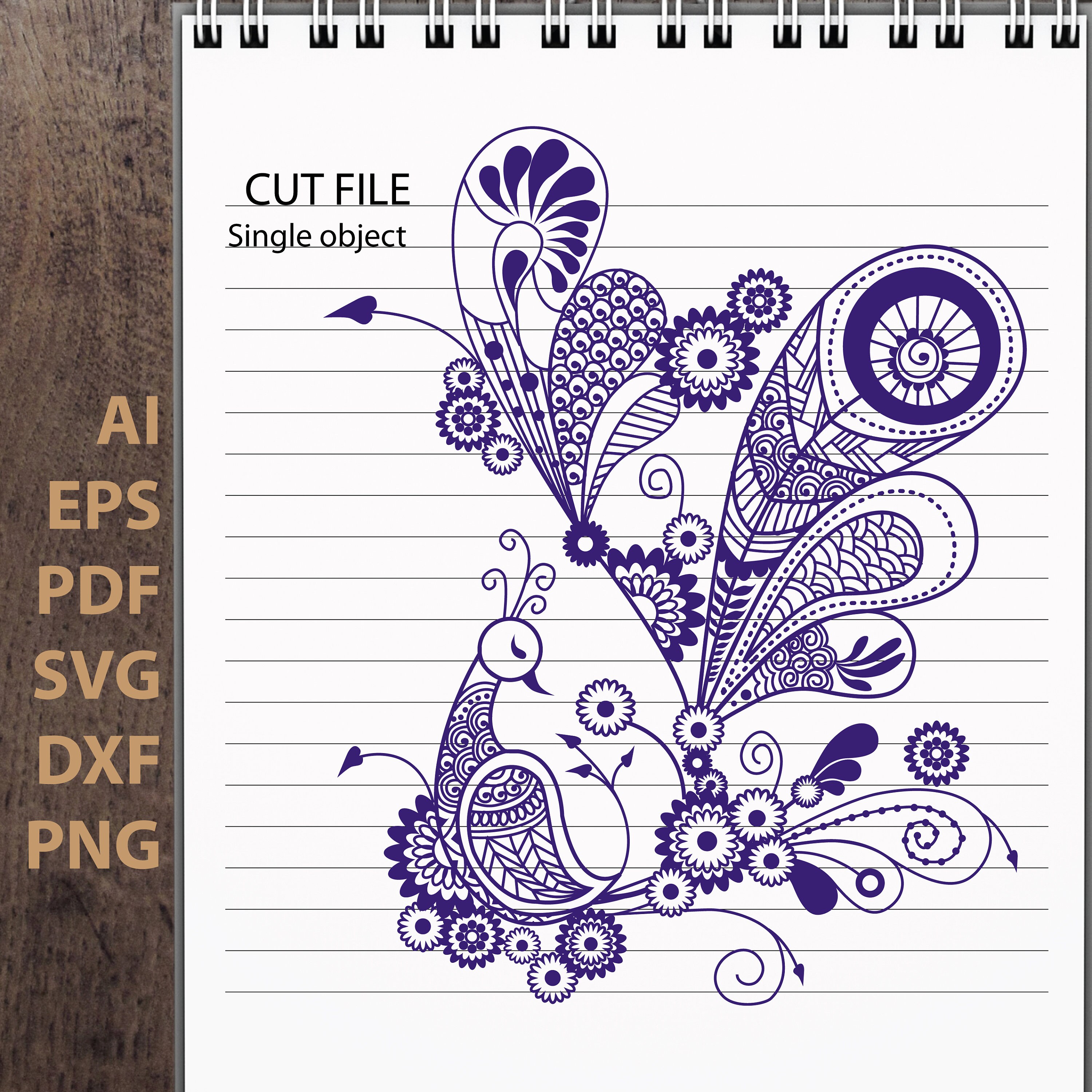 Download Zentangle Peacock Flowers Mandala Digital Download Svg Eps Ai Etsy