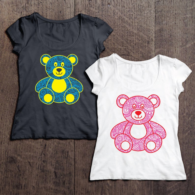 Download Zentangle teddy bear set of 2 Mandala symbol Digital download | Etsy