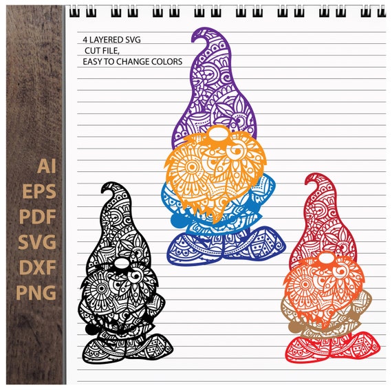 Download Zentangle gnome 4 layered svg Mandala symbol Digital ...