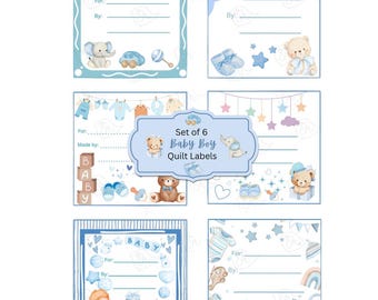 Etichette per trapunte da neonato, 6 etichette personalizzabili per trapunte da neonato, download digitale, personalizza e stampa