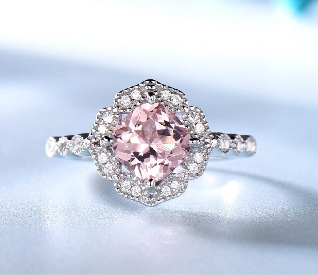 7.95ct Pear Peach Pink Morganite Ring with Filigree