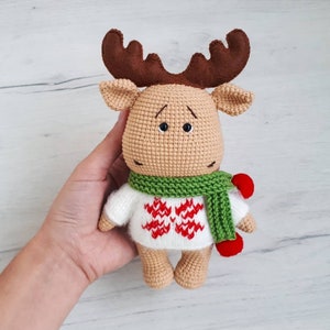PATTERN of Christmas Moose | moose crochet pattern, crochet moose, moose tutorial, amigurumi, amigurumi moose