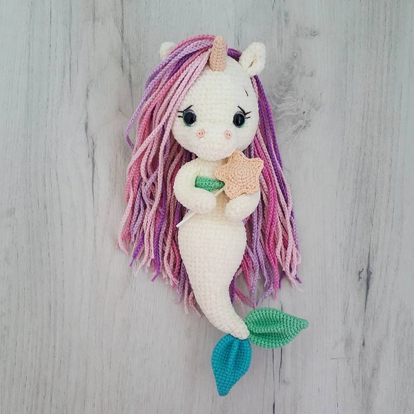 MOTIF : Licorne-sirène au crochet | Jouet licorne-sirène | Licorne en peluche | Sirène en peluche | Poupée Amigurumi