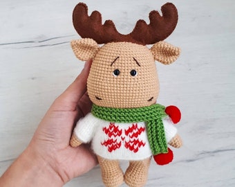 Christmas Crochet Moose Pattern | Amigurumi Tutorial (PDF Pattern)