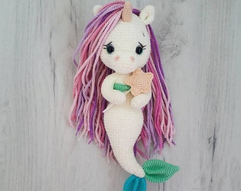 MOTIF : Licorne-sirène au crochet | Jouet licorne-sirène | Licorne en peluche | Sirène en peluche | Poupée Amigurumi