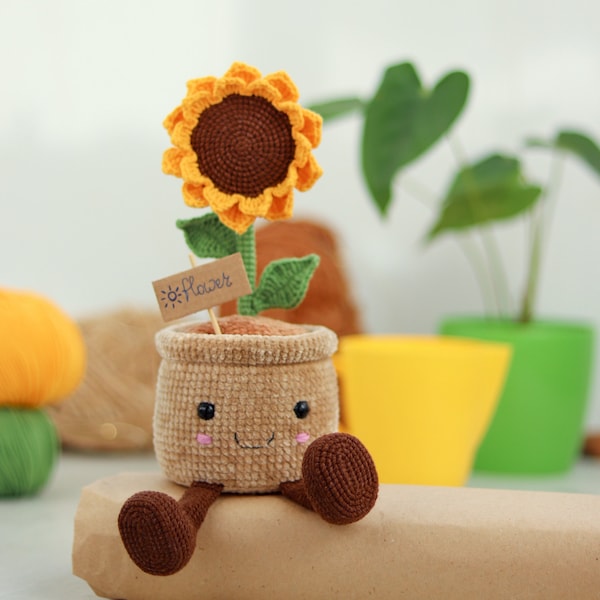 Crochet Sunflower in a pot PATTERN | Amigurumi  | Crochet Pattern for a Sunflower | Crochet flower in a pot