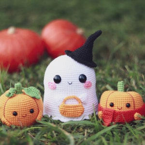 Crochet Halloween Pumpkins and Ghost PATTERN Amigurumi Cute Crochet Pattern Crochet cuties image 2