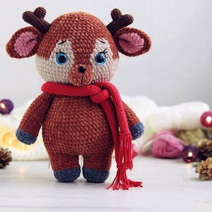 Christmas Crochet Tiny Deer PATTERN | Crochet reindeer pattern - amigurumi - crocheted deer pattern - PDF crochet pattern