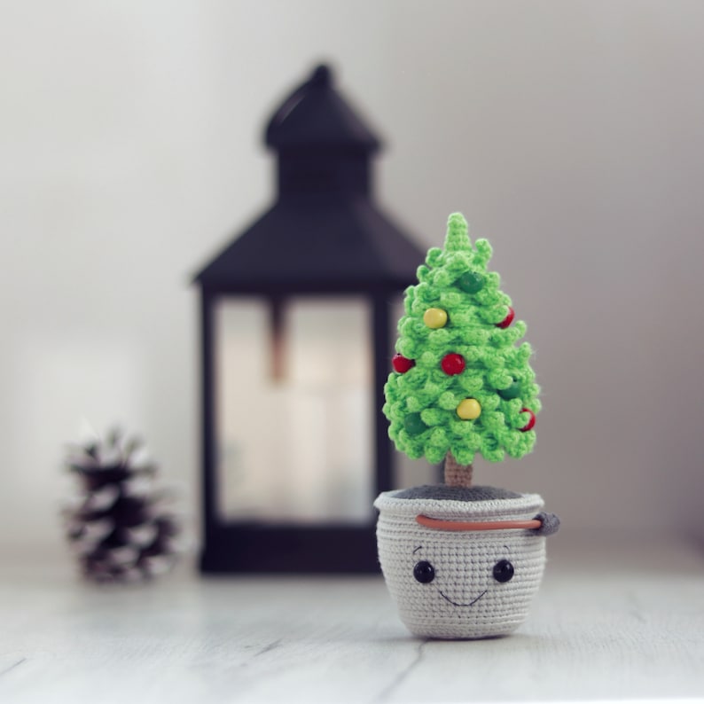 PATTERN Crochet Christmas Tree in a pot New Year Amigurumi Mini Crochet Tree Decoration image 5