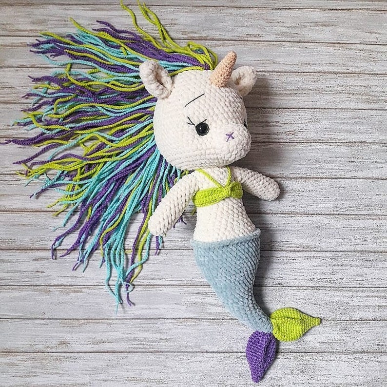 PATTERN: Crochet Unicorn-mermaid Unicorn-mermaid toy Plush unicorn Plush mermaid Amigurumi Doll image 6