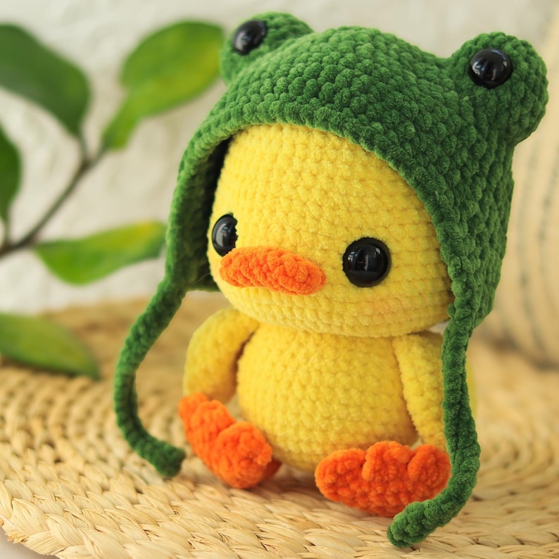 Crochet duck in a frog hat - PATTERN amigurumi DIY Easter PDF (English) image 7