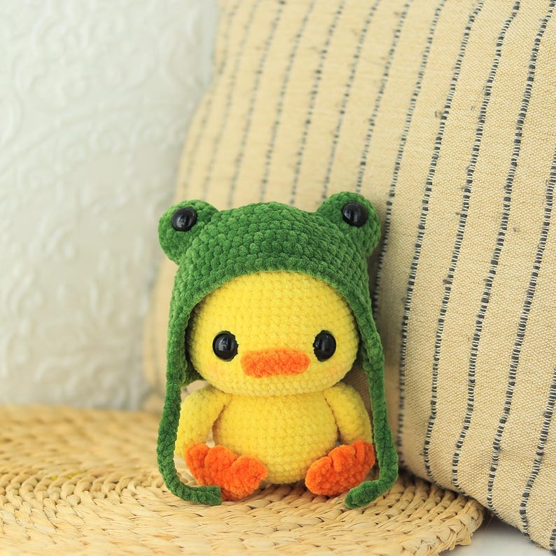 Crochet duck in a frog hat - PATTERN amigurumi DIY Easter PDF (English) image 9