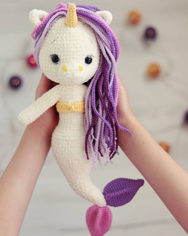 PATTERN: Crochet Unicorn-mermaid Unicorn-mermaid toy Plush unicorn Plush mermaid Amigurumi Doll image 5