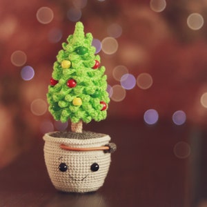 PATTERN Crochet Christmas Tree in a pot New Year Amigurumi Mini Crochet Tree Decoration image 3