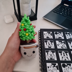 PATTERN Crochet Christmas Tree in a pot New Year Amigurumi Mini Crochet Tree Decoration image 4