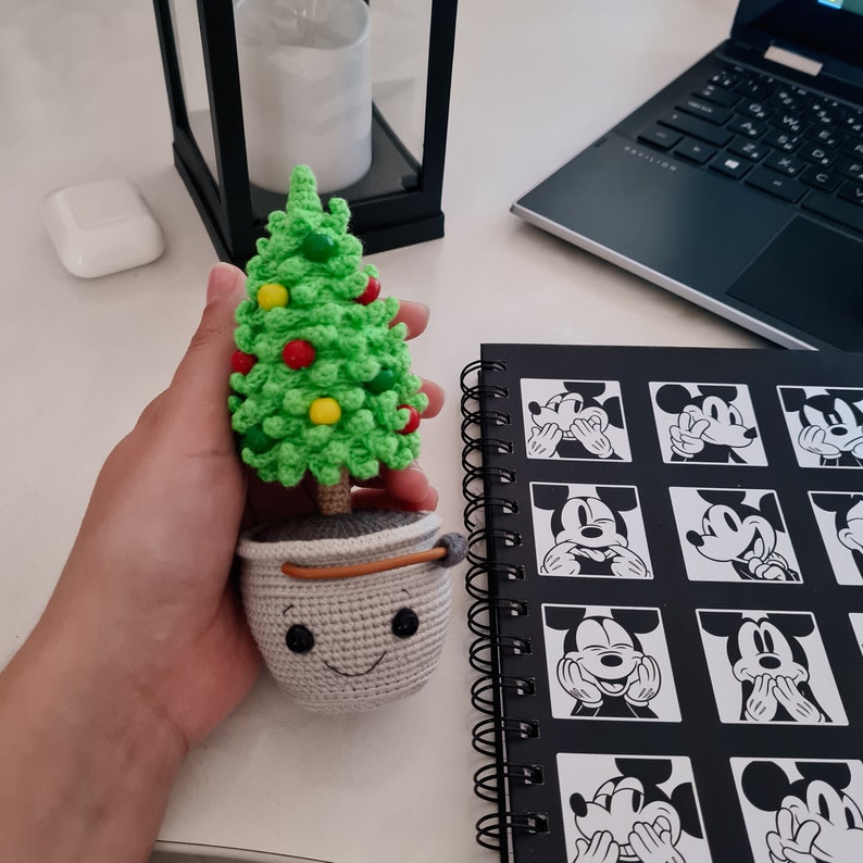 PATTERN Crochet Christmas Tree in a pot New Year Amigurumi Mini Crochet Tree Decoration image 4