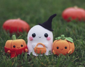 Crochet Halloween Pumpkins and Ghost PATTERN | Amigurumi  | Cute Crochet Pattern | Crochet cuties