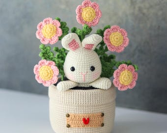 Crochet Bunny in a flower pot PATTERN | Amigurumi rabbit