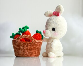 Crochet Easter Rabbit with Carrots Amigurumi PATTERN (PDF Pattern)
