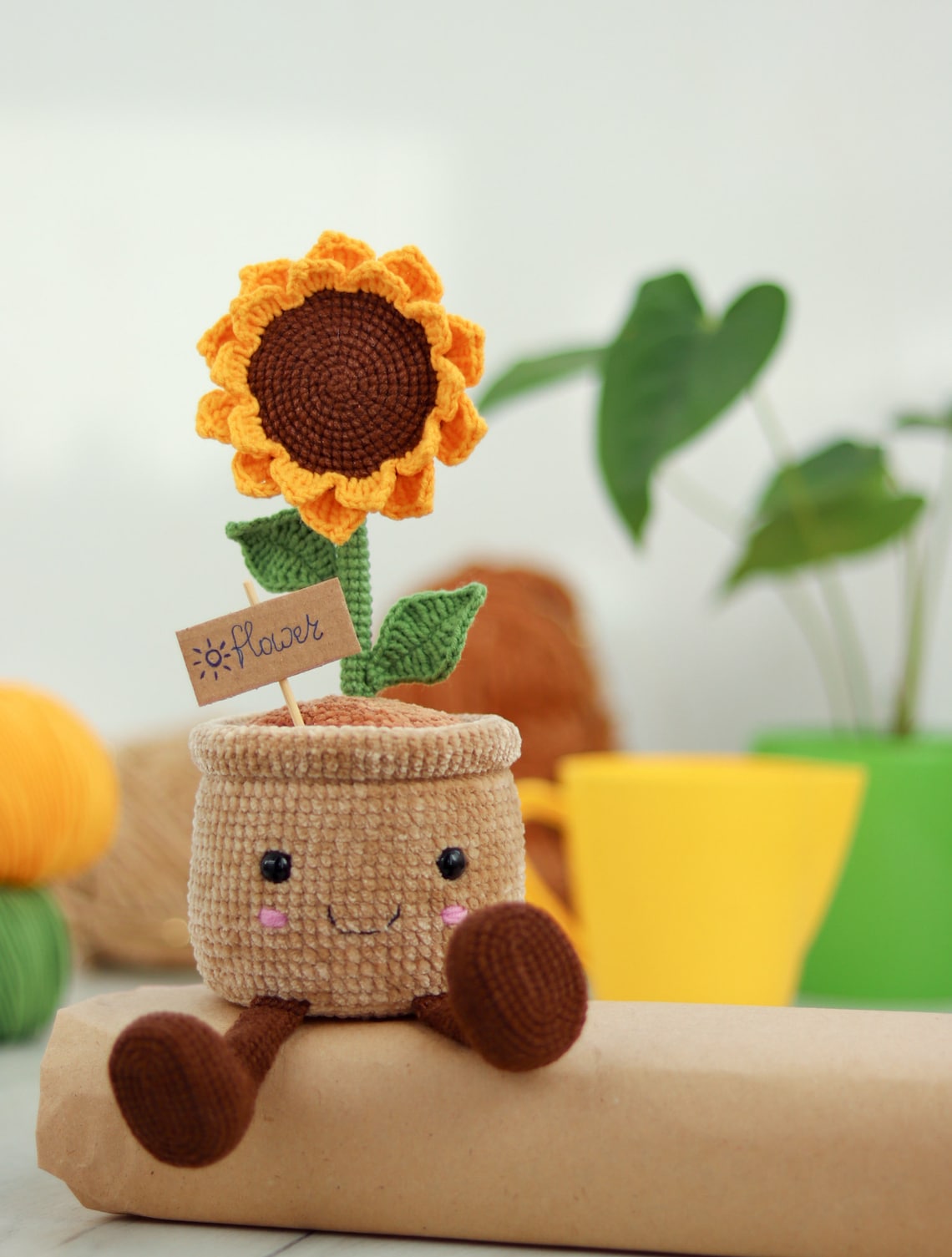 Crochet Sunflower in a Pot PATTERN Amigurumi Crochet Etsy
