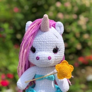 PATTERN: Crochet Unicorn-mermaid Unicorn-mermaid toy Plush unicorn Plush mermaid Amigurumi Doll image 9