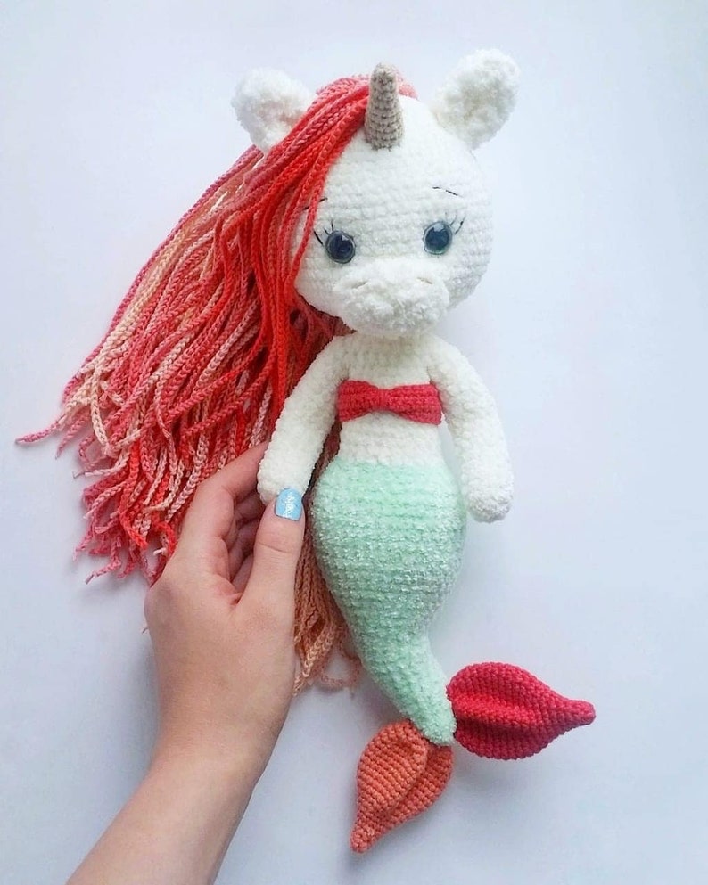 PATTERN: Crochet Unicorn-mermaid Unicorn-mermaid toy Plush unicorn Plush mermaid Amigurumi Doll image 7