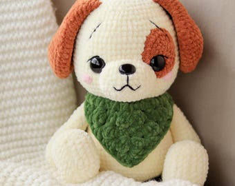 Crochet Puppy Low sew Pattern | Kawaii Amigurumi Dog (PDF)