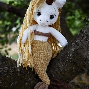 PATTERN: Crochet Unicorn-mermaid Unicorn-mermaid toy Plush unicorn Plush mermaid Amigurumi Doll image 8