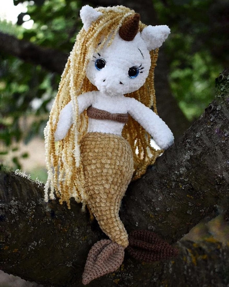 PATTERN: Crochet Unicorn-mermaid Unicorn-mermaid toy Plush unicorn Plush mermaid Amigurumi Doll image 8