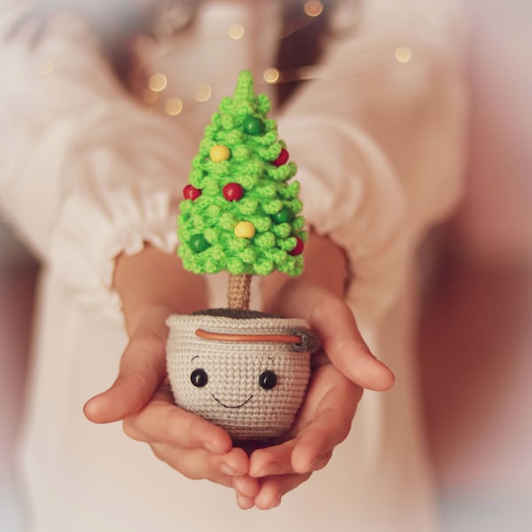 PATRÓN Árbol de Navidad en maceta de ganchillo / Año Nuevo Amigurumi / Decoración Mini Árbol de Ganchillo