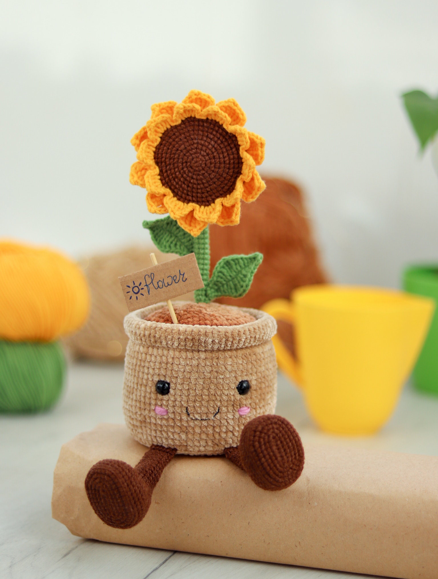 Crochet Sunflower in a Pot PATTERN Amigurumi Crochet Etsy