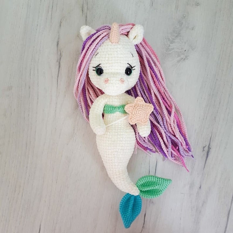 PATTERN: Crochet Unicorn-mermaid Unicorn-mermaid toy Plush unicorn Plush mermaid Amigurumi Doll image 4