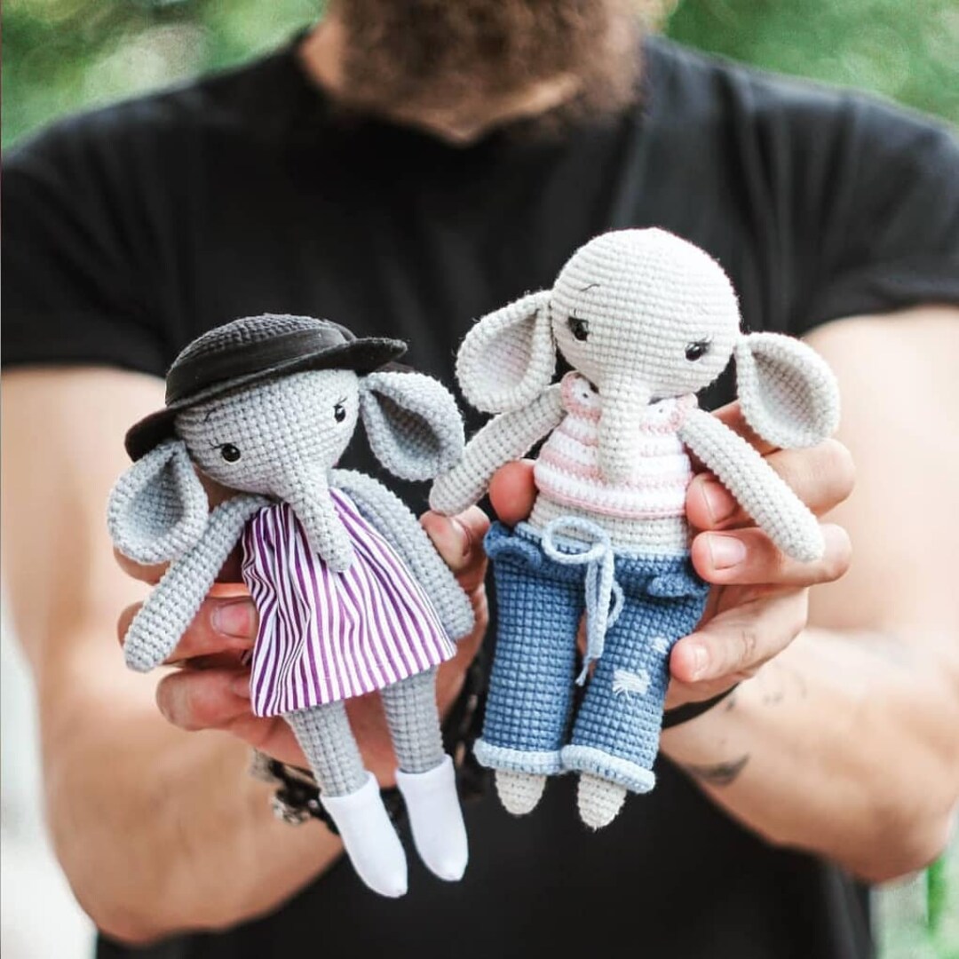 Crochet Elephant Amigurumi Pattern | Clothes Outfit (PDF Pattern) - Etsy