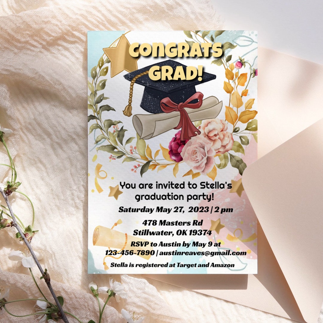 Graduation Invitation Template, Graduation, Graduation Invite ...