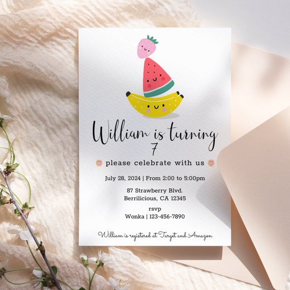 Fruit Gang Invitation Template, Fruit Gang, Birthday Fruit Gang Invite, Printable Fruit Gang Invite, Editable