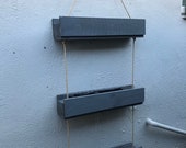 Grey wall hanging reclaimed wood garden triple planter painted grey fully lined great gift perfect for indoor or outdoor use