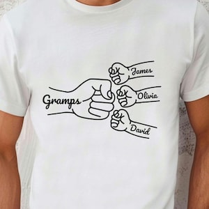 Custom Grandpa Shirt, Personalized Fist Bump Tee, With Grandkids&#39; Names, Father&#39;s Day Gift, Birthday Gift for Grandpa, Custom Name Tee