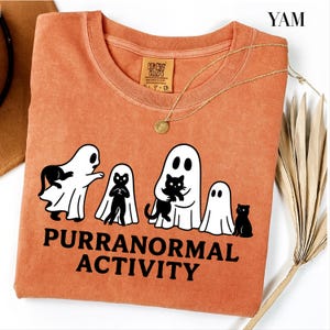 Funny Ghost Cat Shirt, Purranormal Activity Halloween Tee, Scary Cat Lover T-Shirt, Spooky Season Gift, Halloween Gift, Halloween T-Shirt