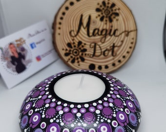 Kerzenhalter handgemalt mit Punkt Mandala Technik