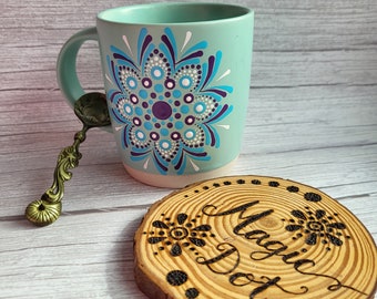 Handpainted dot mandala style coffe/tea mug