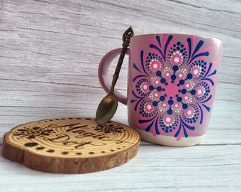 Handpainted dot mandala style coffe/tea mug