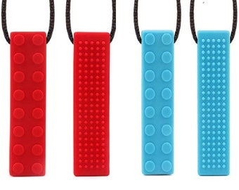 Chew Necklace Chewelry Sensory Brick Chewlery Pendant Chews Stim Toys for ADHD ASD Autism Textured Therapeutic, Chewy Chewable Tubes