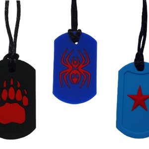 Chew Necklace Adult Sensory Chewelry Pendant Dog Tag Chews Stim Chewy Toys for ASD Autism, Chewy Chewable Tubes