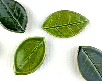 Ceramic Refrigerator magnet - Message board magnet - Bulletin board magnet - office wall magnet  - Leaf magnet -  LEAF (2 magnets = 1 set)