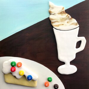 Ceramic tile painting - M&M cake and Cappuccino