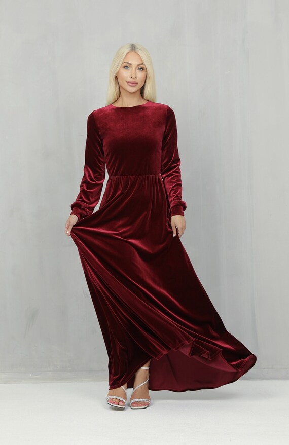 Modest velvet dress 2025